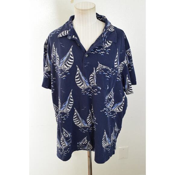 Polo Ralph Lauren Other - Polo Ralph Lauren Shirt Mens XL Featherweight Mesh Short Sleeve Blue Sailboats